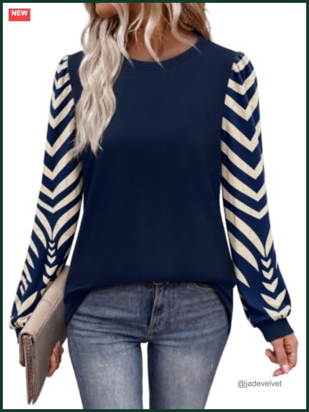 Women's Long Sleeve Tunic Top Puff Sleeve Crew Neck Floral Casual Fall